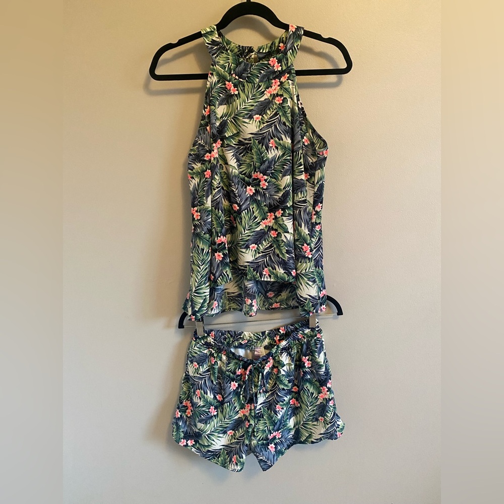 alya™ Tropical Palm & Hibiscus Print Matching Set – Large – Made in USA